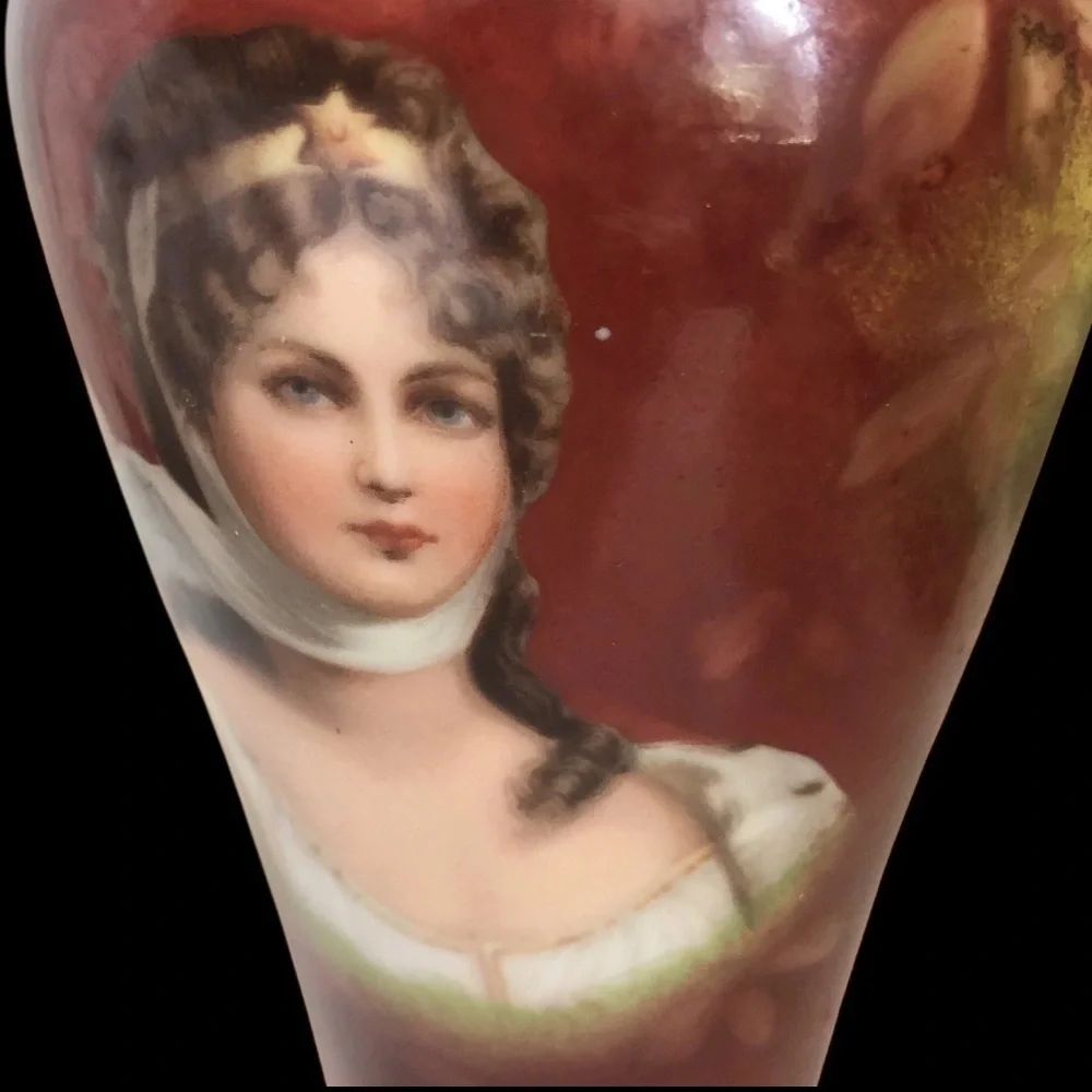 Antique GLH Gebrüder Heubach Porcelain Bud Vase Queen Louise of Prussia 7.5”
